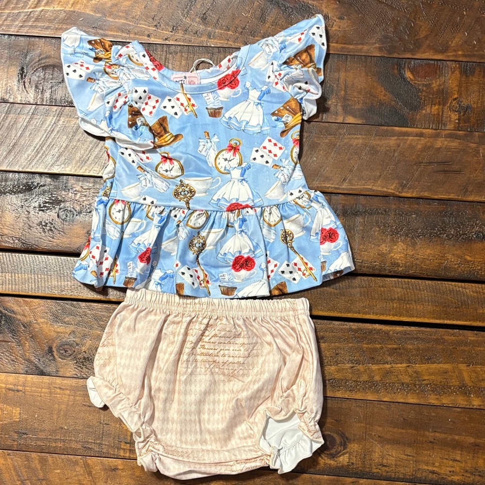 Kids alice and wonderland Blue and Cream Outfit